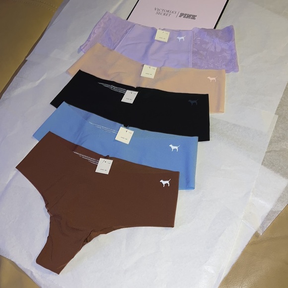 (S) 5pk Victoria's Secret PINK No Show Cheeky Panties - Picture 4 of 9
